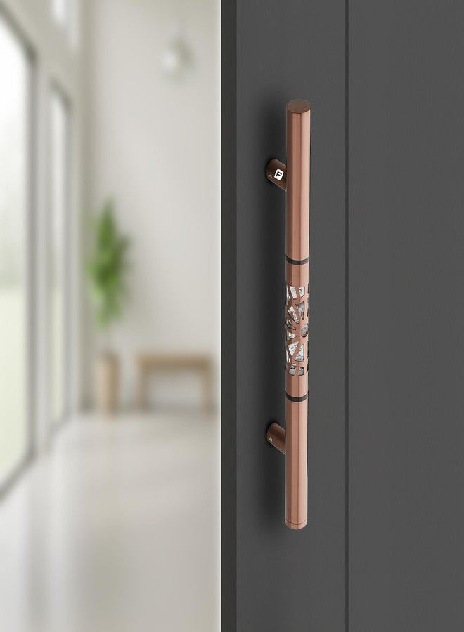 Fittingo Luxury LED Main Door Handle with Sensor Touch | 24 Inch Pull Push Handle for Home, Office, Hotel & Villa | PVD Rose Gold Finish Stainless Steel Door Handle | 450mm Hole to Hole - Pack of 1 - Image 1